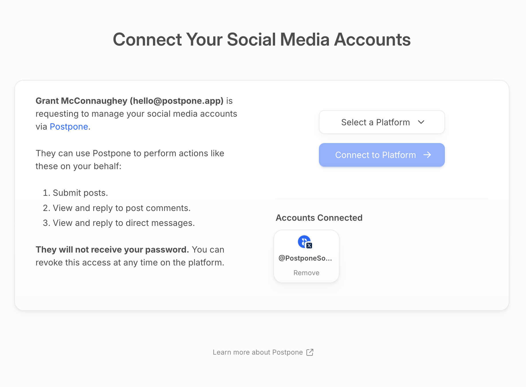 Account connected successfully