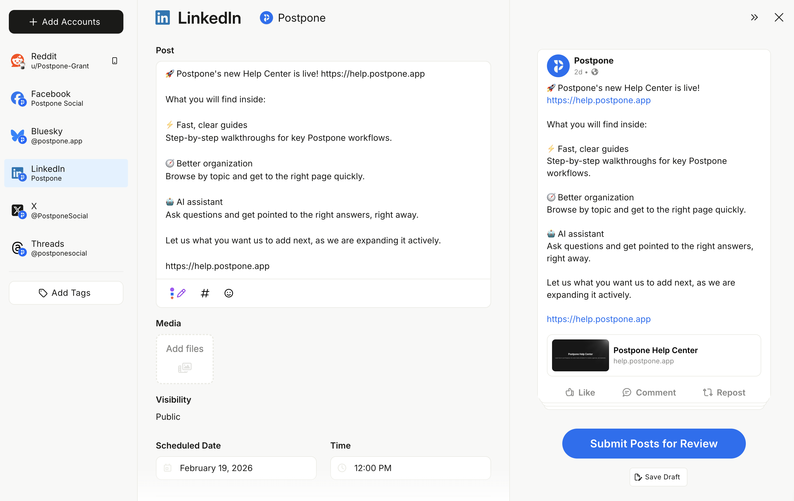 Submitting posts for review