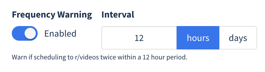 Changing subreddit frequency interval