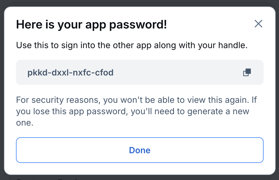 Copy the generated App Password