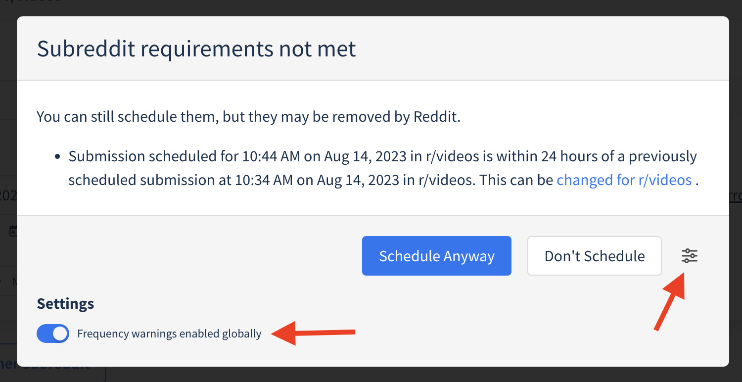 Disabling frequency warnings globally