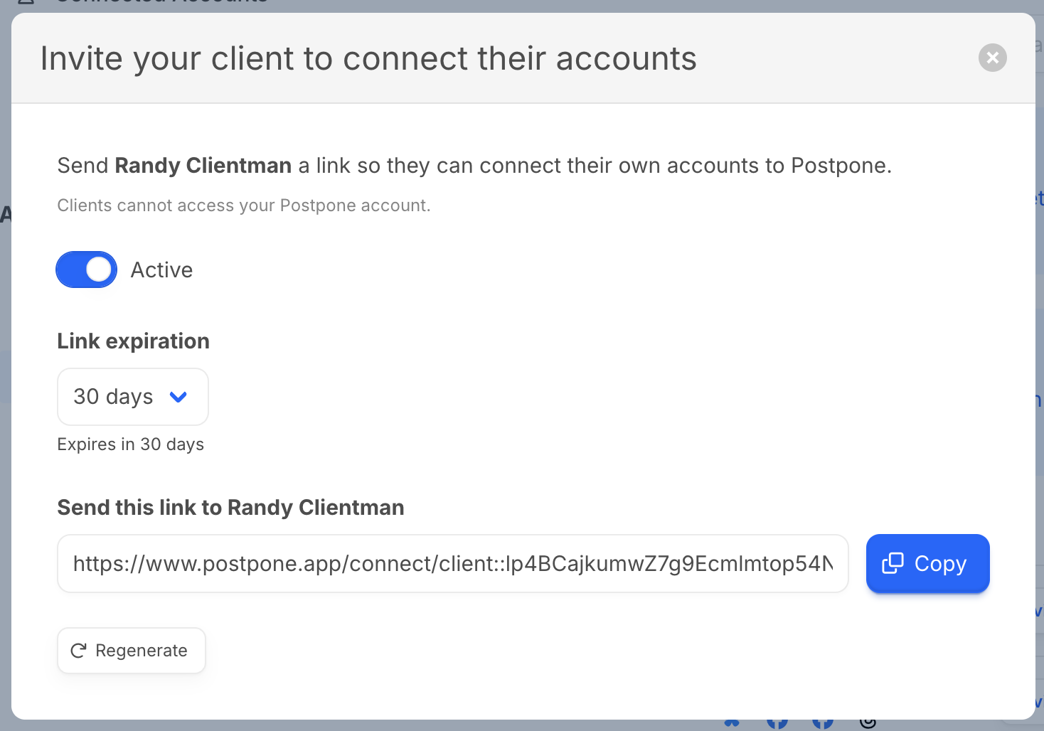 Invite Client button