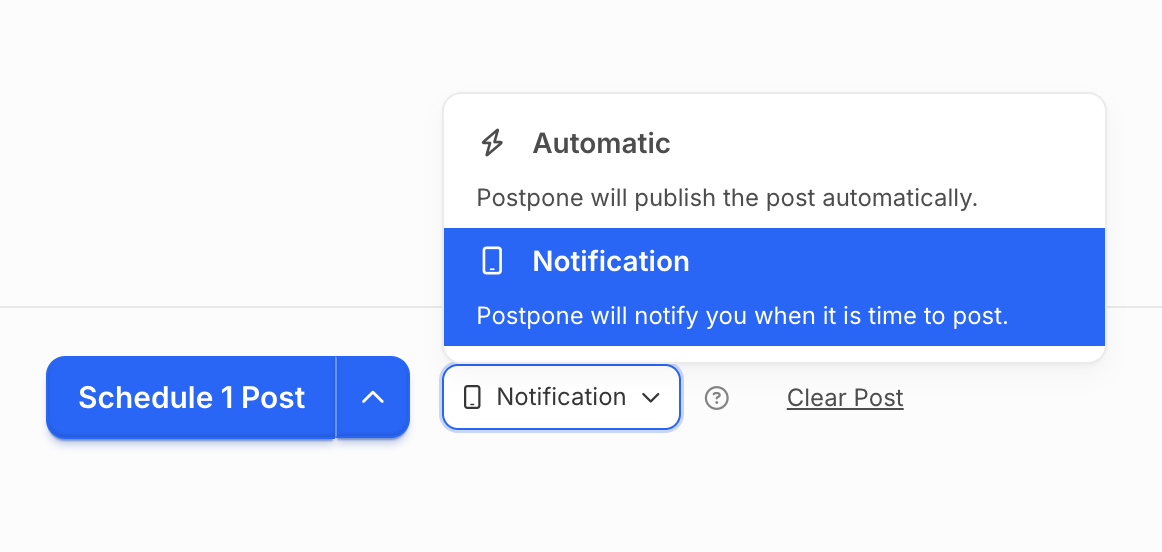 Notification posting UI