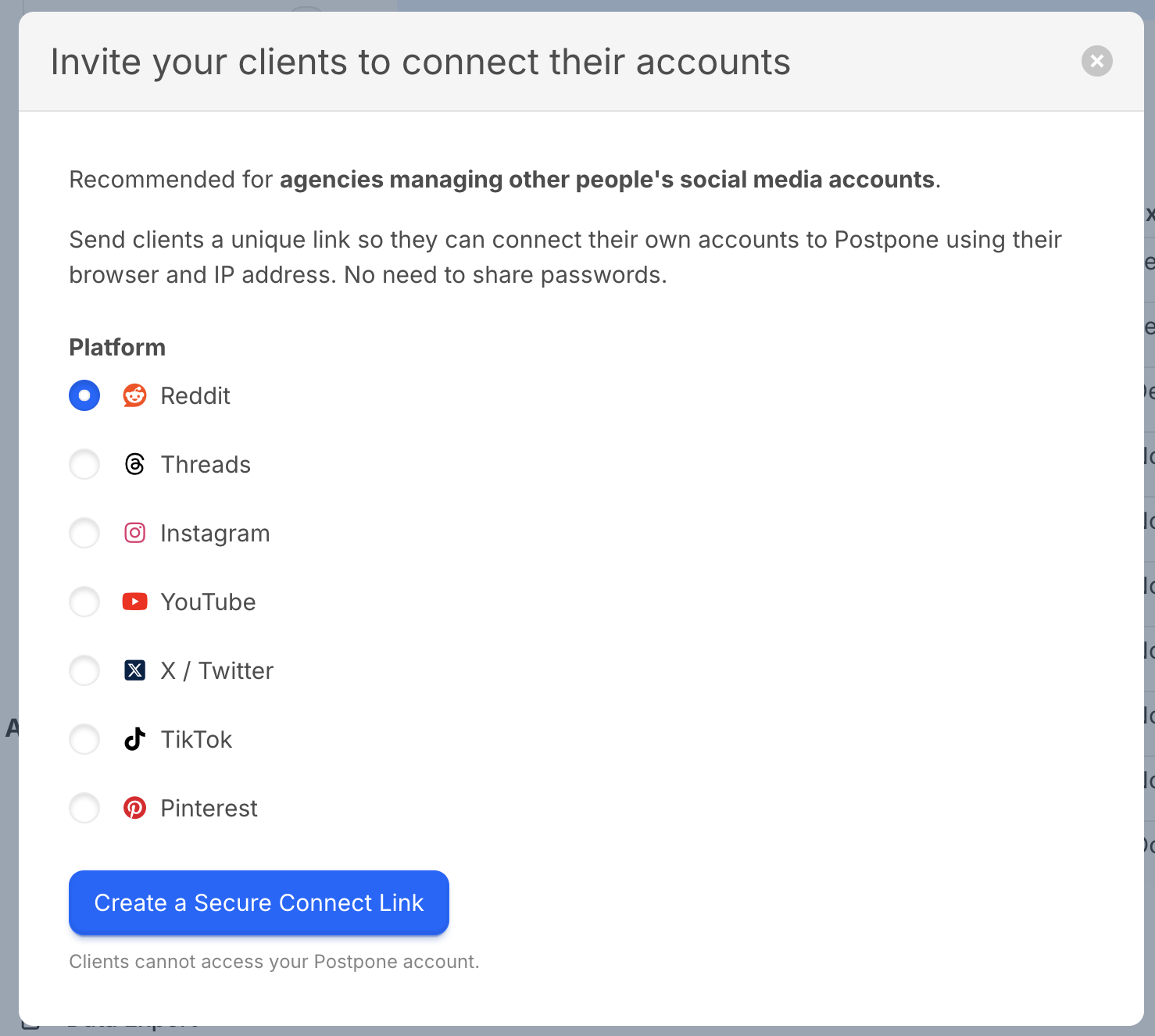 Secure Connect Links settings